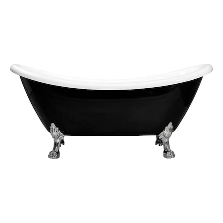 Castello Usa Daphne 69" Clawfoot Acrylic Freestanding Bathtub in Black W/ Chrome Feet CB-26-69-B-T-CH